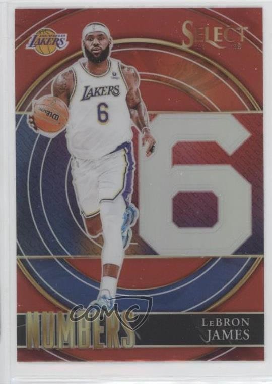 2021-22 Panini Select Select Numbers Red Prizm LeBron James #6 0o3b