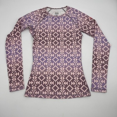 Nike Pro Dri-FIT Top Womens XS Purple Pink Geometric Fair Isle L/S 485692-563