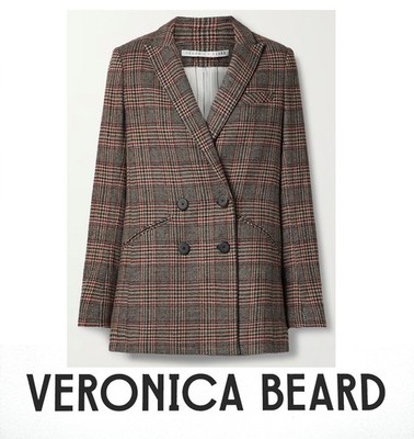 VERONICA BEARD Dickey Jacket Women sz 10 Camel Black Red ORIA Plaid NWT