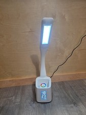 LED Desk Lamp with Clock, Color Changing Nightlight, Study Lamp with Pen Holder