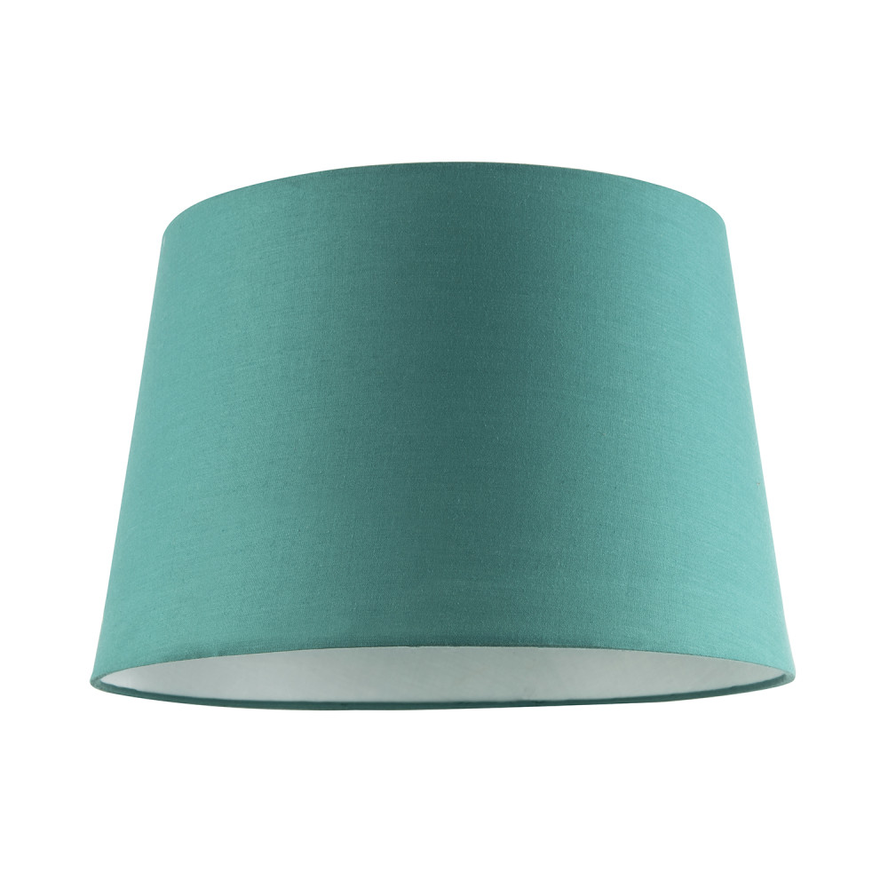Vivid Teal Cotton Fabric 12inch Drum Lampshade with White Cotton Inner by Hap...