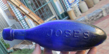 Nice 13oz stunning blue glass torpedo JOSE'S MINERAL WATER GERALDTON