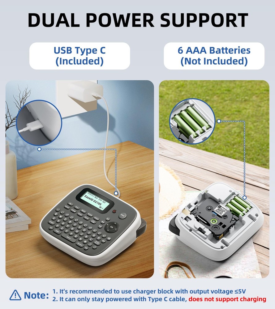 D210S Portable Label Maker Machine with Tapes – Compact & Easy to Use