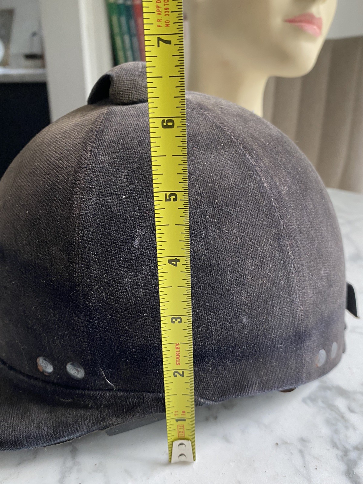 Vintage Riding Hat velvet Helmet Polo Fox Hunting equestrian Hunt Cap - display