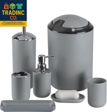 7-Piece Grey Bathroom Accessories Set for Home Décor and Gifts