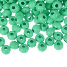 300Pcs 8mm Colored Natural Wood Beads Large Hole Round Spacer Beads Grass Green