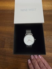 New In Box Nine West Woman's 31mm Silver Quartz Watch Stainless Steel Mesh Band