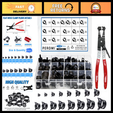 130Pcs Spring Band Hose Clamps Assortment Kit with Swivel Plier - Fuel, Vacuum,