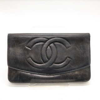 Chanel Black Leather CC Logo Long Wallet 1571741