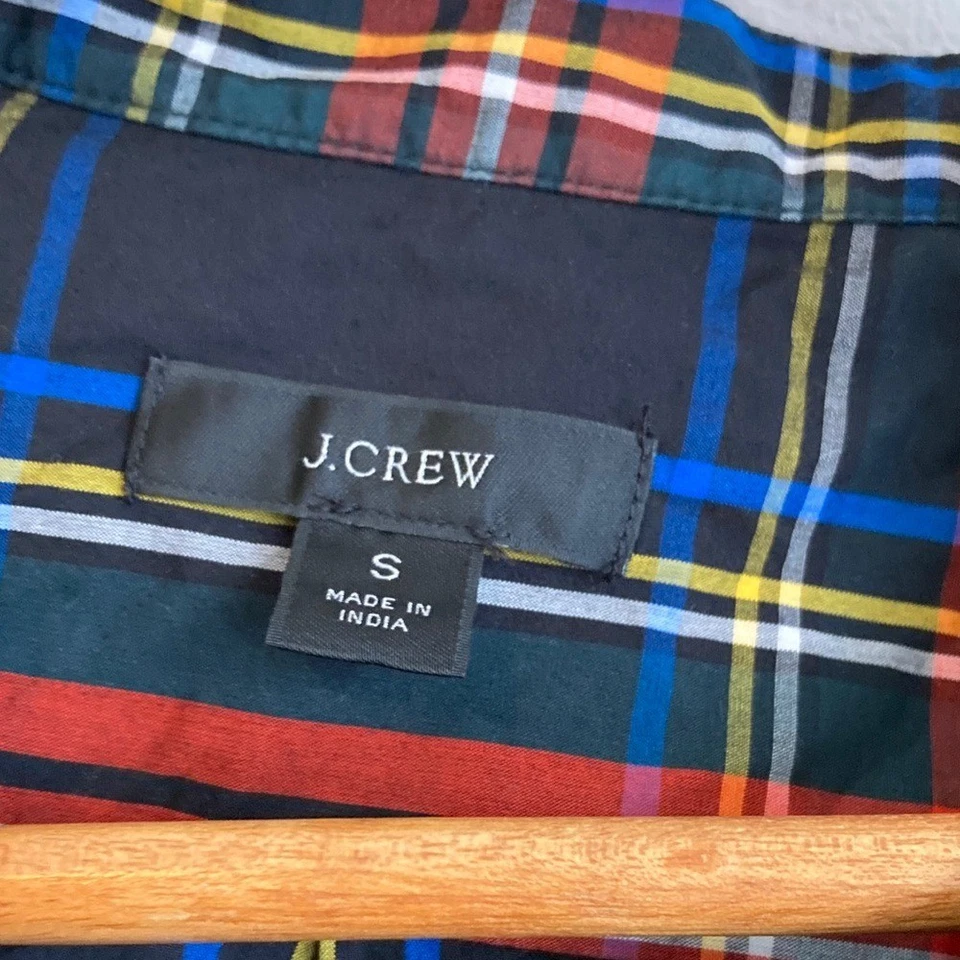 J Crew Shirt Plaid with Velvet Black Trim Small Red - Image 4 of 4