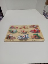 Melissa  Doug Easy-Grip Peg Puzzle Construction 88 Ages 2 - 5 Brand New Sealed