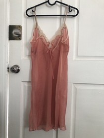 Vintage Valerie Stevens Sheer Lingerie Slip Lace Babydoll Medium VTG