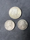 1960 Franklin Half Dollar & 1951 & 1957 Washington Quarters .8oz 90% Silver