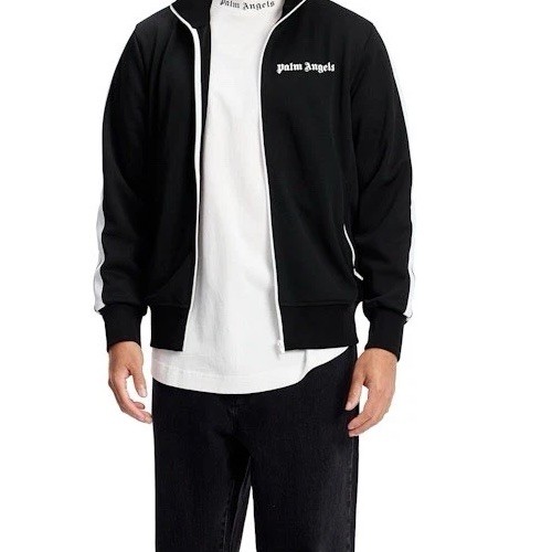 Palm Angels Black Track Suit Pants With Jacket White Stripes