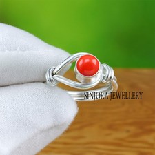 Red Coral Gemstone 925 sterling silver handmade Gift Ring US size 5 to 13