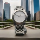 Swi Lugano Unisex Watch White Dial, Steel Swiss Movement Analog Fresh Battery