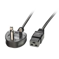 Image of Lindy 2m UK 3 Pin Plug to IEC C19 Power Cable. Black