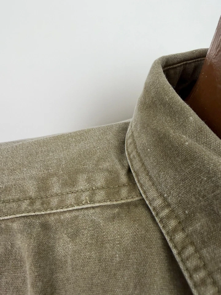 Vintage 90s Canvas Shirt Men XL Rugged Travel Work Minimal Pigment Dyed Heavy - Image 4 of 4