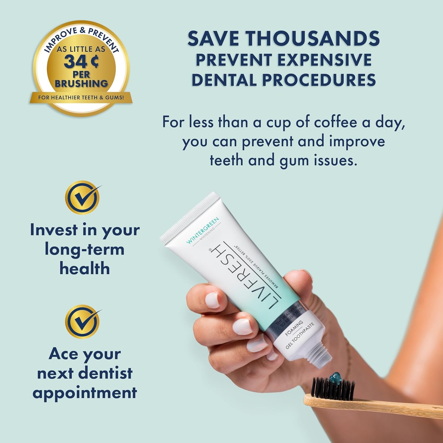 LIVFRESH Toothpaste Gel, Clinically Proven to Remove 1.75 Ounce (Pack of 1) 