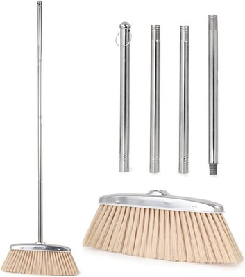 46  Indoor & Outdoor Broom with Stainless Steel Long Handle for Home Kitchen