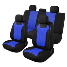 Car Seat Covers Premium 3D Air Mesh Cloth Washable and Full Set Black/Blue