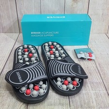 Byriver Accupuncture Massage Foot Reflexology Slippers Adult Size Small Black