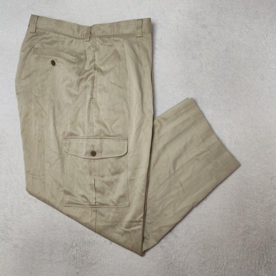 Tommy Bahama Pants Mens 38x29 Beige Cargo Pleated Herringbone Silk Cotton Island