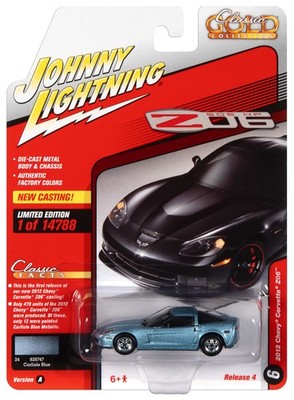 Johnny Lightning JLCG027 Classic Gold VER A 2012 Chevy Corvette Z06 Blue