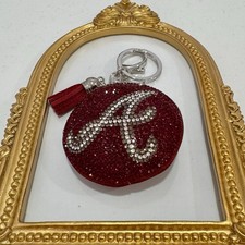 New Maroon Round w/ Letter A in Gray White Keychain Bag Charm