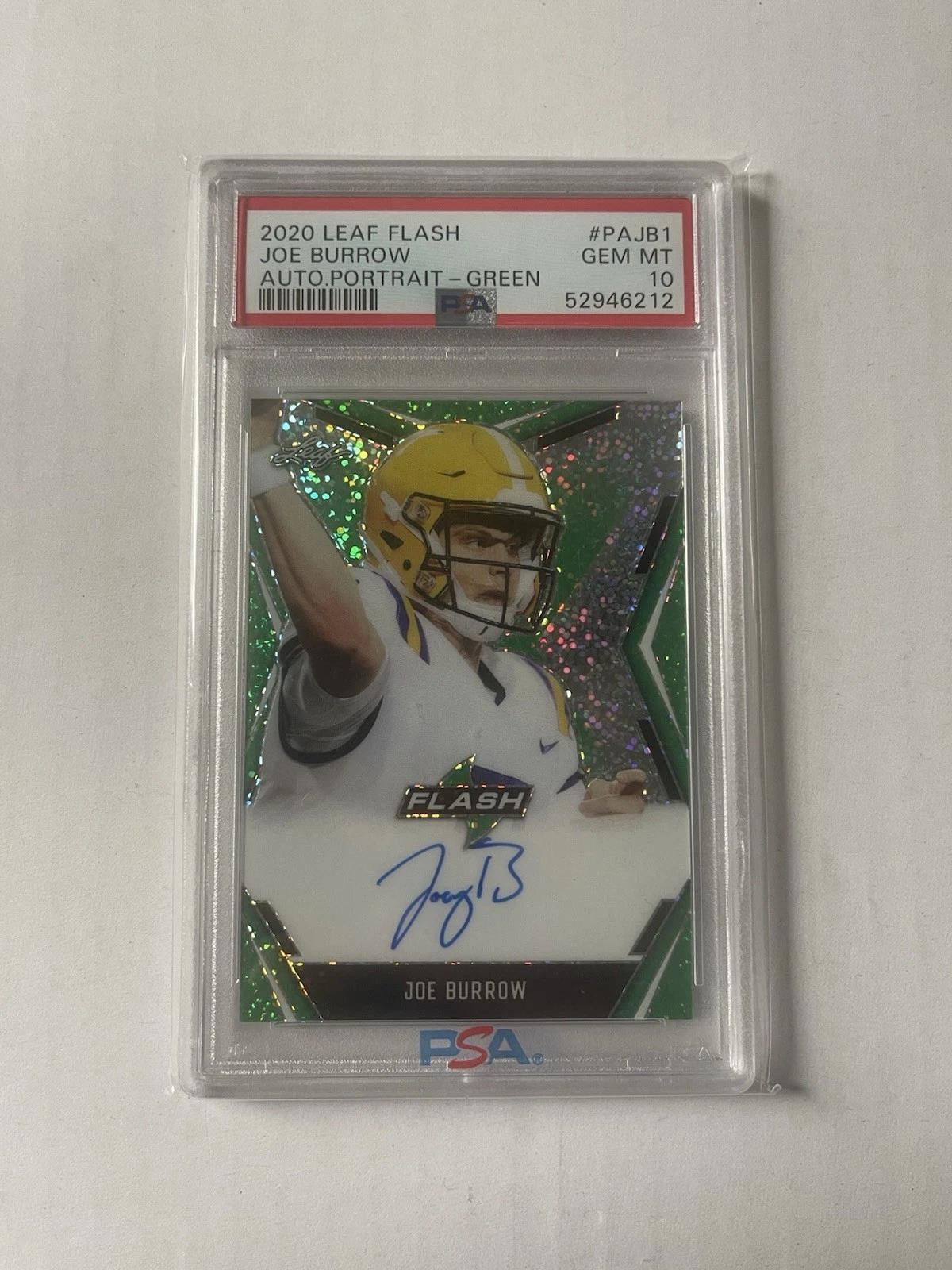Joe Burrow Leaf Flash Autographs Portrait #PAJB1 Green