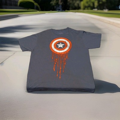 Marvel Mens Captain America Graffiti Shield T-Shirt Short Sleeve Blue Sz XL