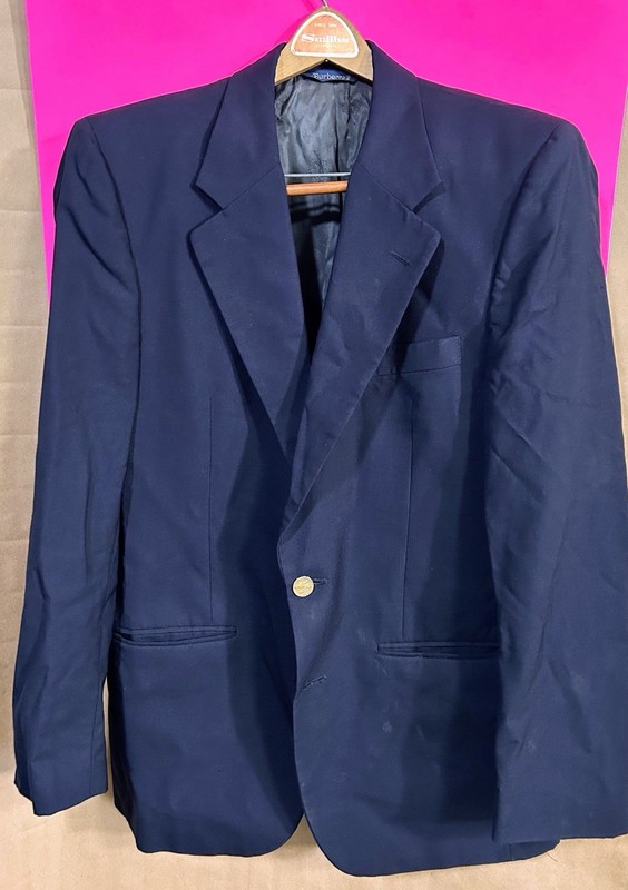 Burberrys Men’s Navy Wool Blazer 42/44R Single-Breasted 2-Button Single Vent