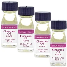 Lorann Cinnamon Oil SS Flavor, 1 Dram Bottle (.0125 Fl Oz - 3.7Ml) 4 Pack