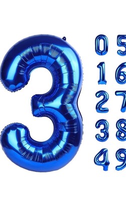 Large Navy Blue 3 Number Balloon 40 Inch, 