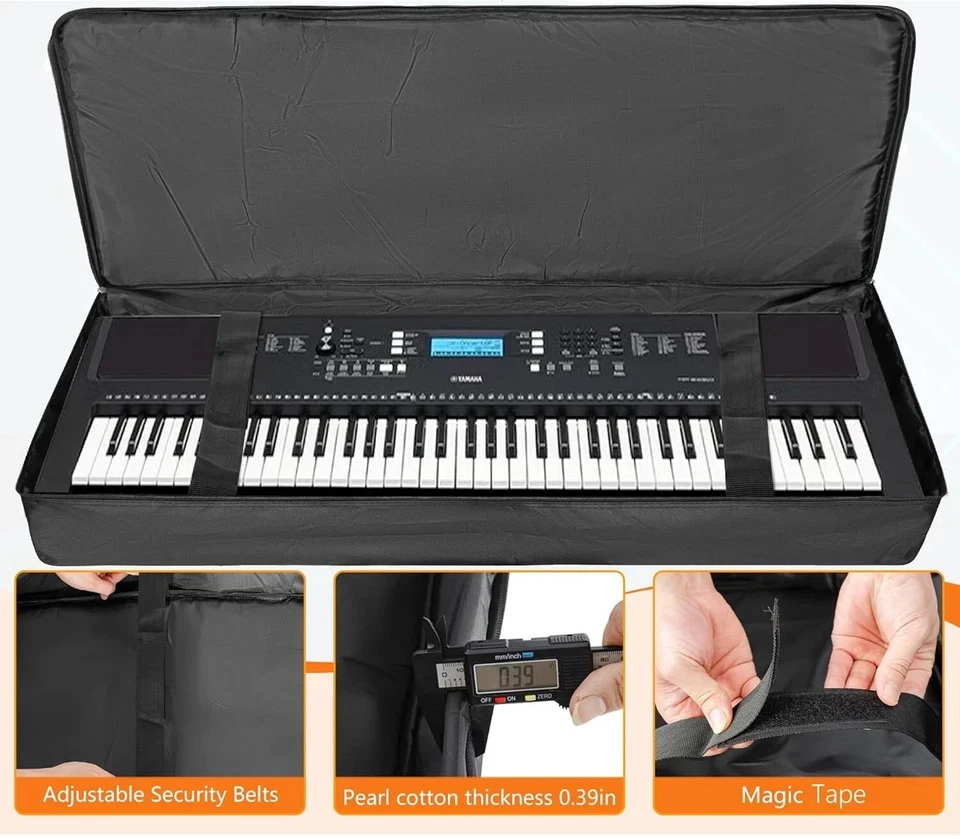 76 Key Keyboard Case for Electric Piano Gig Bag Waterproof Keyboard Carrying Bag - Image 4 of 4