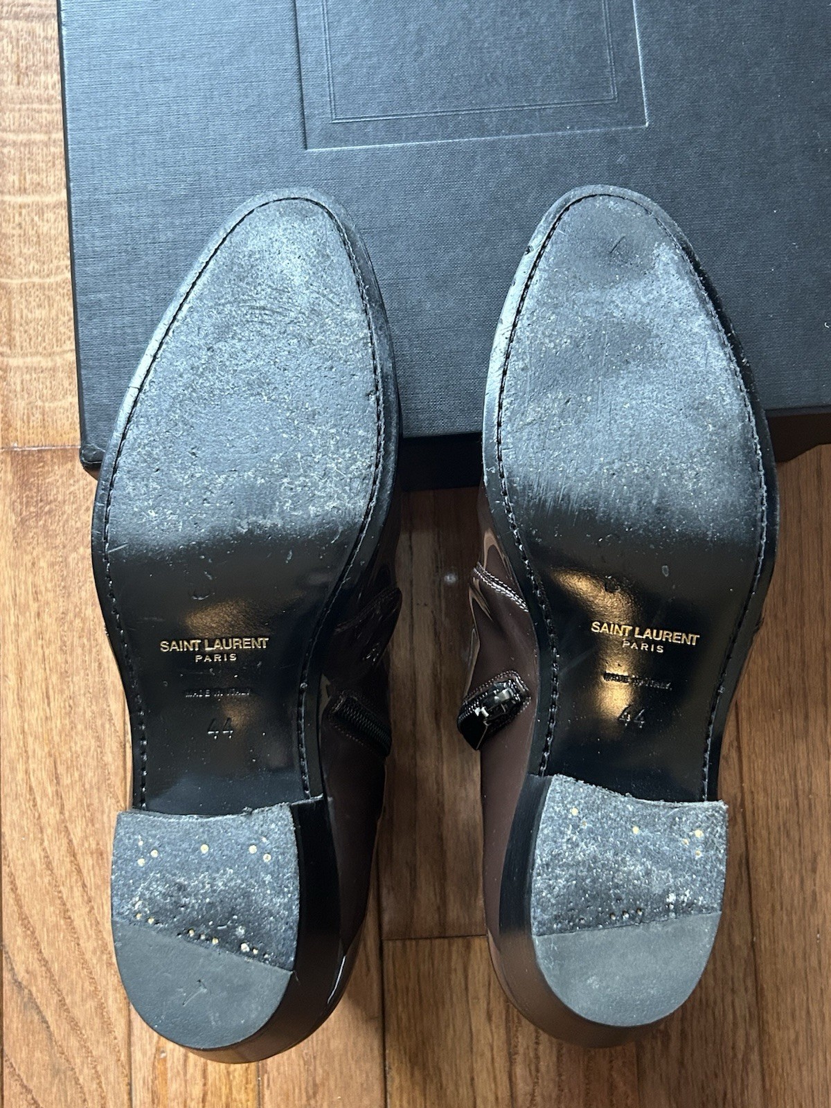 Saint Laurent Stivaletto Wyatt Marrone Cacao Vernice 44