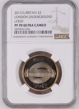 TOP POP - 2013 Great Britain £2 London Underground Logo Proof NGC PF 70