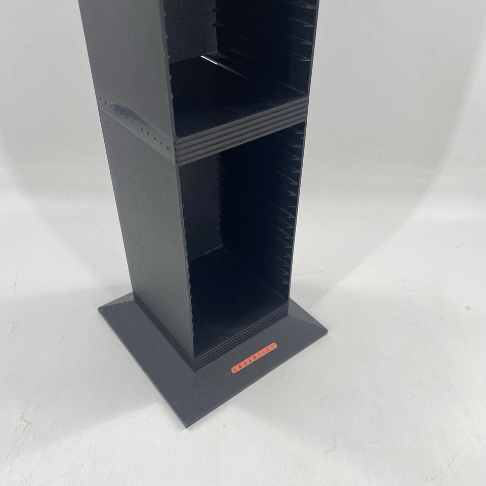 Laserline 50 CD Media Tower Rack Stand Black Plastic Storage Organizer Vintage - Image 3 of 4