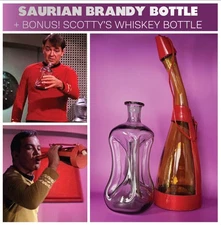 SAURIAN BRANDY Bottle +Scotty's Whiskey Bottle •Star Trek TOS •RARE Prop Replica