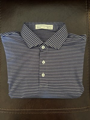 Holderness & Bourne Gray/Navy Striped Performance Golf Polo, Men s Size Large