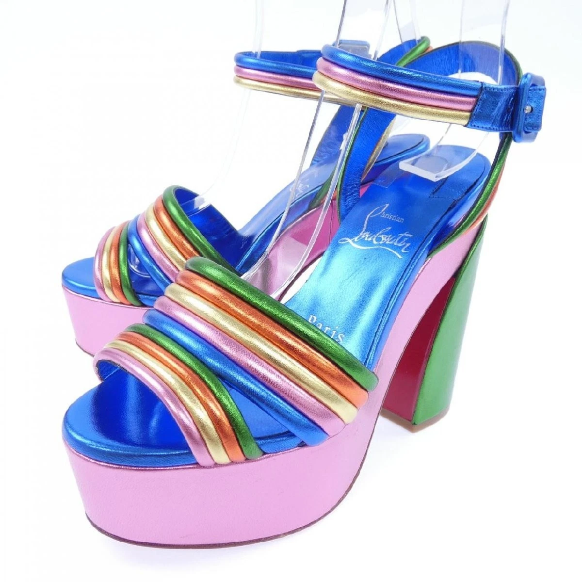 Christian Louboutin — Christian Louboutin Heel Sandals Multicolor Platform EU:35 US:5 Strap