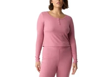 GAP GapBody Women's Long-Sleeve Rib Pajama Top Pink Size S 1416 (Just Top)
