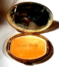 VTG Elgin American Beauty Powder Puff Mirror Makeup Compact Case Art Deco Etched