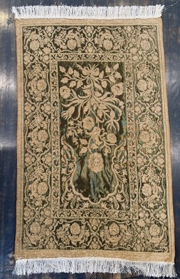 Vintage Turkish Prayer Rug Mat 47  x 26.5  Gold & Olive Green Spiritual Tapestry