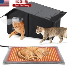 Heated Cat House Waterproof PVC Roof Insulated Aluminum Foil Cozy Warm Shelter