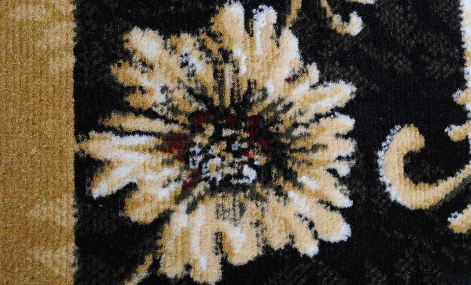 VINES BLACK ORIENTAL AREA RUG 8X8 Persien ROUND 025 - ACTUAL 7' 10" x 7' 10" - Image 3 of 3