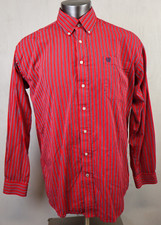 Mens Cinch Western Long Sleeve Button Front Shirt Size L Red Blue Striped