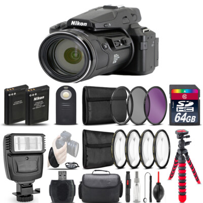 Nikon COOLPIX P950 Digital Camera 83x + Flash + 7PC Filter + EXT BAT - 64GB Kit