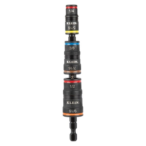 Klein Tools 7-in-1 Impact Flip Socket Set 5" Center Bit With 6 Hex Sizes 32933G