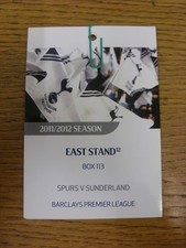 18/12/2011 Ticket: Tottenham Hotspur v Sunderland [East Stand Executive Box Pass